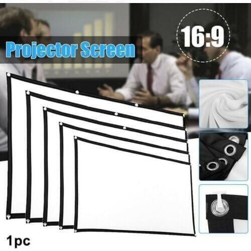 16:9 Foldable Projection Screen Portable White Projector Curtain 60/72/84/100\"