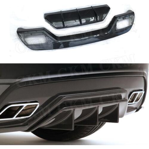 A Class Carbon Fiber Rear Diffuser Lip Spoiler for Mercedes Benz W176 A250 A260 A45 AMG 2013-2015 V Style Fins Shark Skid Plate