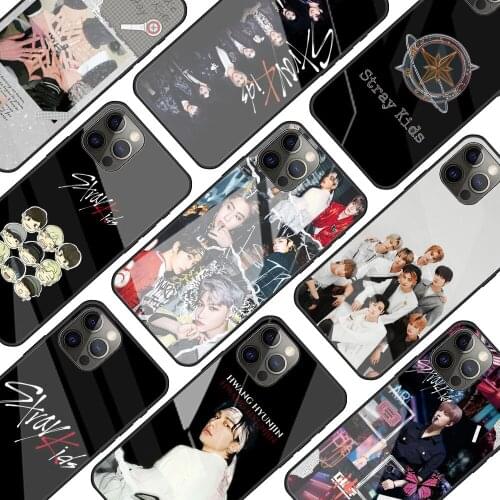 Boy group stray kids kpop Glass Phone Case for iPhone 11 12 Pro XR X 7 8 XS Max 6 6S Plus SE 2020 Mobile Phones Cover Coque