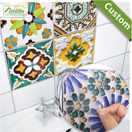 Funlife CUSTOM 10/15/20/25/30cm PVC PortoTraditional Tiles Sticker Self adhesive Wallpaper Furniture DIY Wall Decal TS034