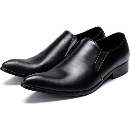 Classic Black Mens Shoes For Mens Patent Leather Concise Pointed Toe Slip On Wedding Office Oxford Shoes Zapatos Hombre Vest