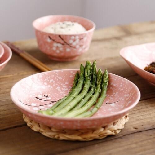 Creative 7-inch Japanese-Korean ceramic deep plate snowflake glaze ceramic fruit plate hotel household tableware soup rice plate