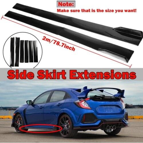 2M Universal Car Side Skirts Extension Rocker Panels Lip Splitters Black With Fins For Civic Benz ABS Car Exterior Accessories