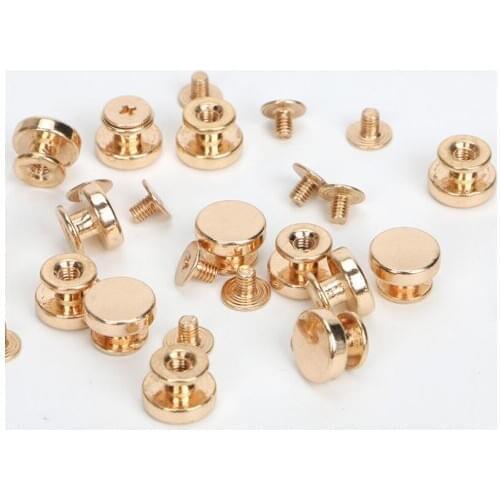 100set Gold Color Metal Alloy Knob Screw Rivets Studs DIY Crafts Leather Belt Watchband Round Monk Head Rivets Spikes Decor Nail