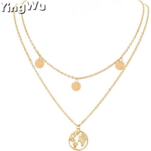 Yingwu Wholesale 20pcs Planet Earth World Map Pendant Necklace Women Men Chains Necklaces Gold/Silver Atlas Globe Jewelry Gift