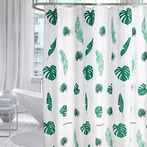 Palm Leaf Pattern Shower Curtains Waterproof Mildew Proof Bathroom Curtain Modern Thicken Bathtub Partition Curtain With Hooks