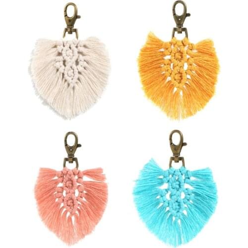 Tassel Keychains for Women Boho key Holder Keyring Macrame Bag Charm Car Hanging Jewelry Gift for friends 264E