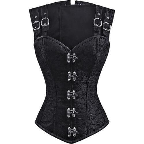Womens Steampunk Corset Gothic Brocade Steel Boned Corset Vest Waist Trainer Sexy Cincher Corselet Espartilhos for Women