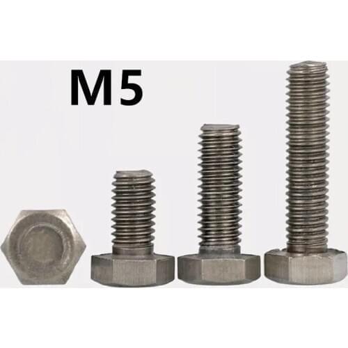 20pcs/lot DIN933 M5x10/12/15/20/25/30/35/40mm GB5783 Titanium hex bolt Ti bolts GR2