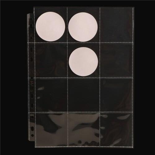 20pages/lot 65*70mm 12 Pocket 11 holes Soft Round Cards page for Currency Collection Board Game Card Album