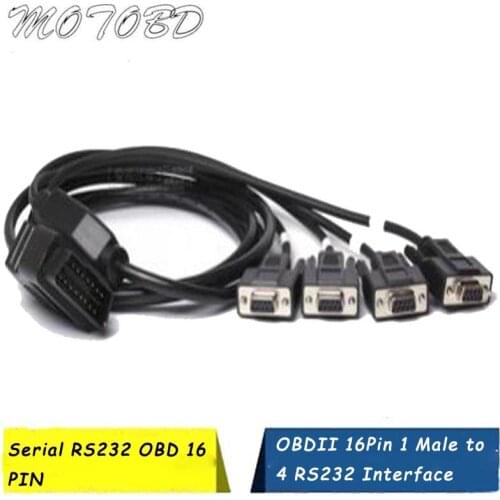 2021 OBD2 16 Pin Cable Wiring Cord 1 Male To 4 DB9 Interface for RS232 Diagnostic Tool Serial Port RS232 Interface Work ELM327