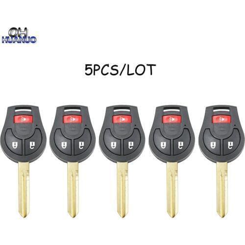 5pcs* 2 + Panic 3 Button Remote Car Key Case Uncut Blank key For Nissan Cube Juke Rogue (Can Install Chip)