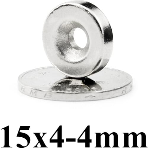 50pcs Super Strong Round Neodymium Countersunk Ring Magnets 15mm x 4mm Hole: 4mm N50 Neodymium Magnet Free Shipping