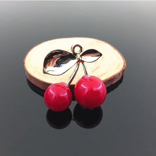 50pcs Cherry Fruit Pendant Rhinestone Applique Sew On Hairpin Headwear Hair Clip Decor Kids Garment Shoes Bag Decoration Crafts