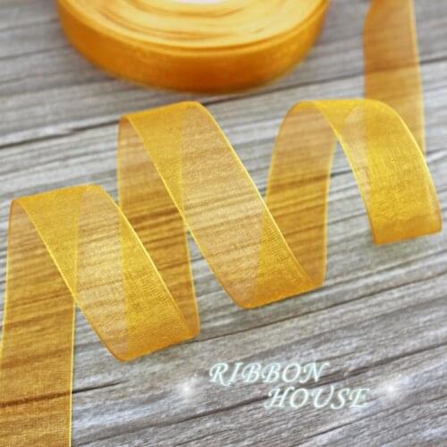 50 yards/roll) 3/4'' (20mm) Gold Yellow organza ribbons gift wrapping decoration Christmas ribbons