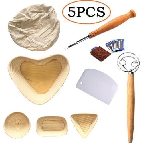 6PCS Banneton Bread Fermentation Rattan Basket Heart Shape Bread Baguette Dough Baskets Baking Storage Bowl Kitchen Accessory