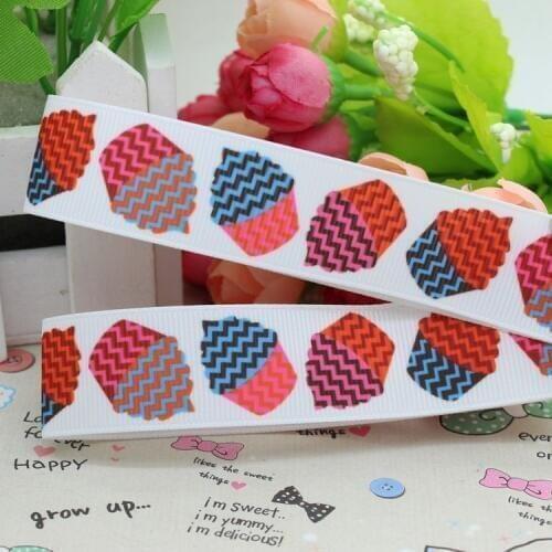7/8'' Free shipping Cup Cake printed grosgrain ribbon hair bow diy party decoration wholesale OEM 22mm B30