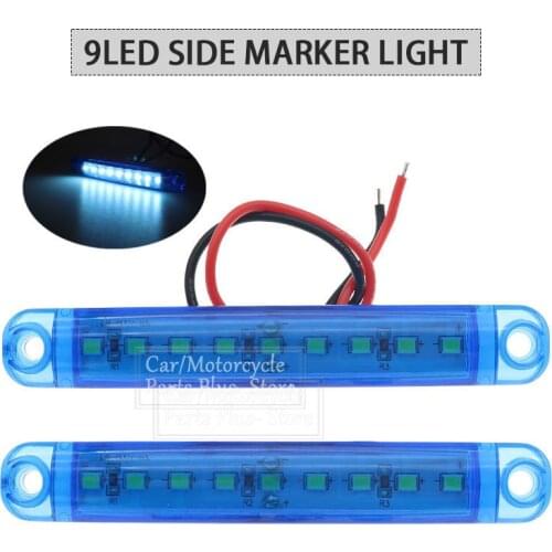 2x Blue 9LED Bus Truck Trailer Truck 24V LED Lights Side Marker Light Waterproof LED Light Tail Indicator Parking Light