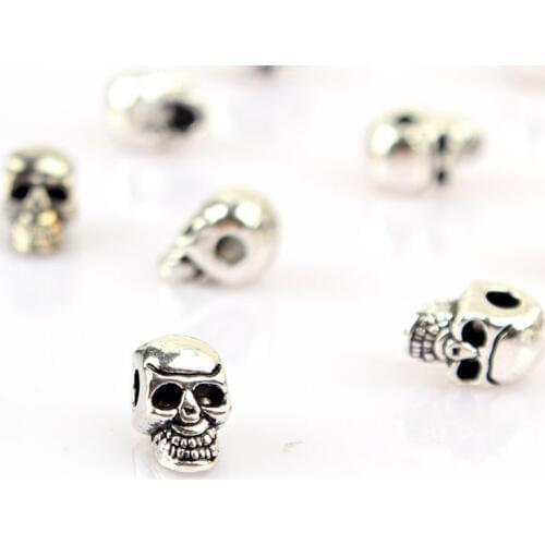 20pcs/lot Alloy Skull Charm Findings Antique Silver Beads Spacer Fitting Necklace Bracelet Handmade Accessory DIY Jewelry Making