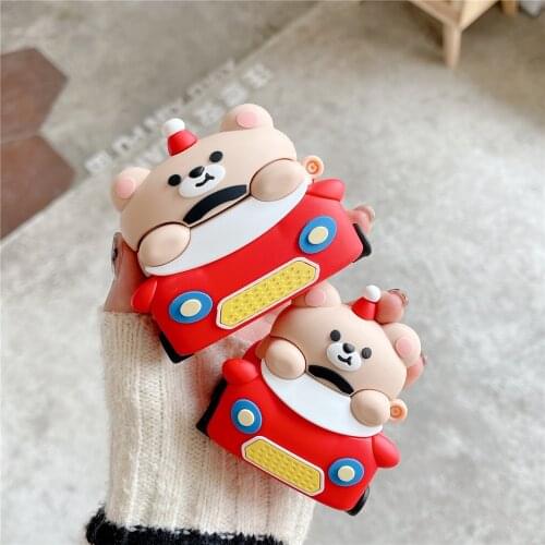For airpods pro Cute litter bear Driving a car Wireless Bluetooth Earphone Case for air pods 2 1 cases Silicone Protector Cover