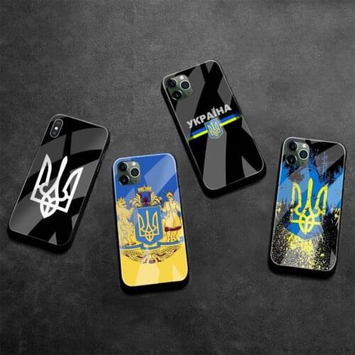 Ukraine Flag Phone Case Tempered Glass For iPhone 12 Pro Max Mini 11 Pro XR XS MAX 8 X 7 6S 6 Plus SE 2020 cover