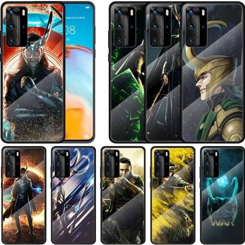Tempered Glass Cover Marvel Avengers Loki For Huawei P40 P30 P20 P10 Pro Plus Lite 5G 2019 Phone Case