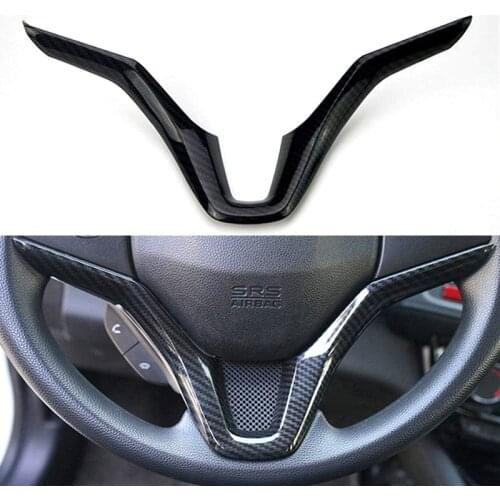 For Honda Vezel HR-V HRV 2015 2016 2017 Car Steering Wheel Panel Cover Trim Garnish Carbon Fiber Sequins