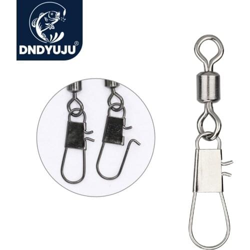 DNDYUJU 100/50pcs Stainless Steel Swivels Fishing Connector Pin Bearing Swivel with Snap Fishhook Lure Tackle Accessories