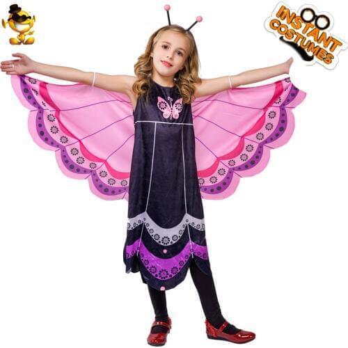 DSPLAY New Style Girls Butterfly Dress Costume Kids Luxury Princess Fancy Dress With Wing Costumes Girls Halloween Suit