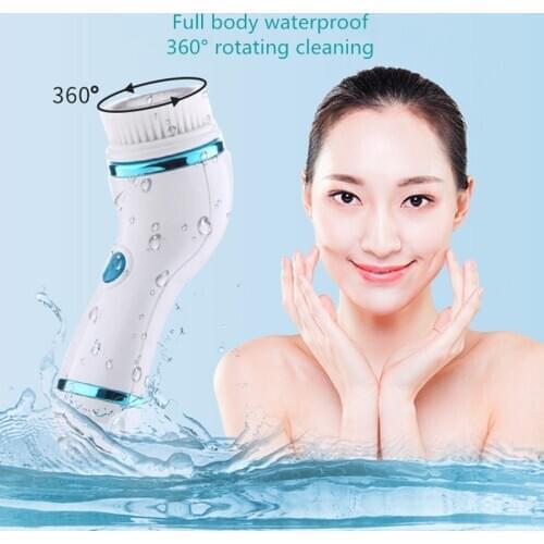 Electric Cleaning Brush 4 in 1 Facial Cleaning Brush Deep Facial Cleaning USB Waterproof Massage Brush Skin Care Cleaner