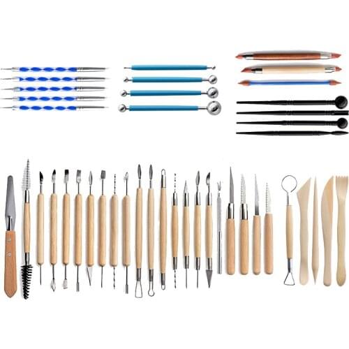 Pottery Clay Sculpting Tools 43Pcs Double Sided Ceramic Clay Carving Tool Set with Storage Bag for Beginners