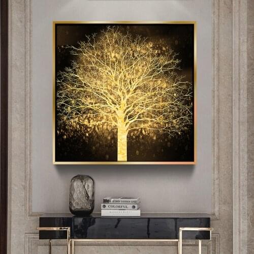 Golden Tree Pictures Nordic Style Posters Pictures Canvas Prints Colorful Wall Painting for Living Room Modern Art Home Decor