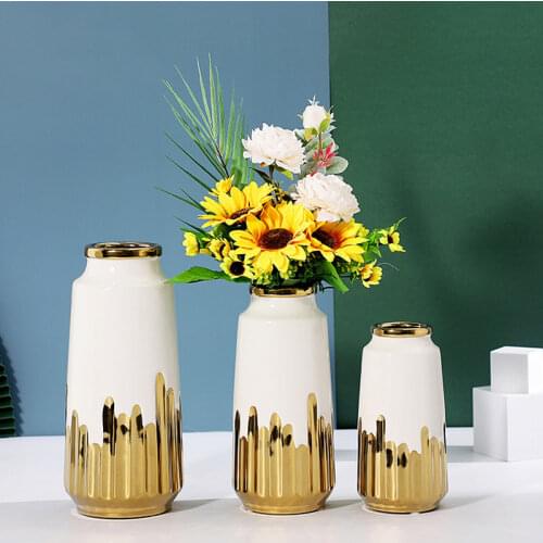 Nordic Vase Luxurious Gilded Ceramic Vase Modern Home Decor Living Room Decoration Large Vases for Flowers Home Accessories