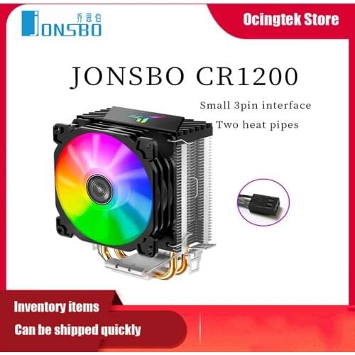 JONSBO CR1200 2 Heat Pipe Tower CPU Cooler 3Pin Cooling Fans Heatsink 9cm color soft light fan PU Cooler for Intel 1151 AMD AM4