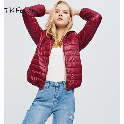 2020 Women Autumn Winter Hooded Warm Coats Slim Cotton Padded Basic Jacket Female Short Zipper Jaqueta Feminina Black Burgundy