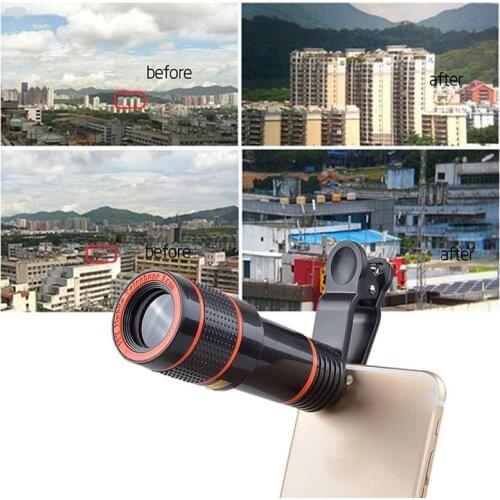 Mobile Phone Lens Universal Clip 8X 12X Zoom Cellphone Telescope Lens Telephoto Smartphone Camera Lens For IPhone Xiaomi HUAWEI