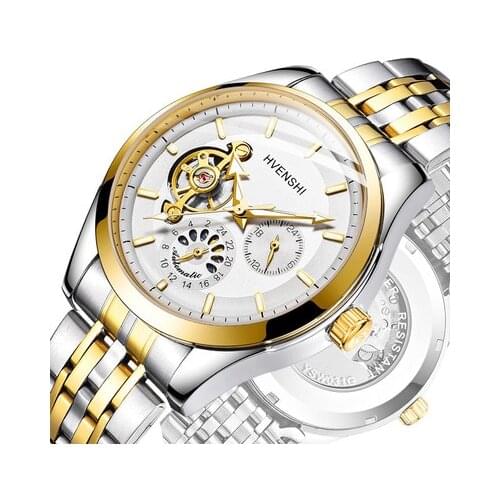 HVENSHI 2019 New Men Watches Luxury Brand Tourbillon Automatic Mechanical Watch Fashion Mens Waterproof clock Relogio Masculino