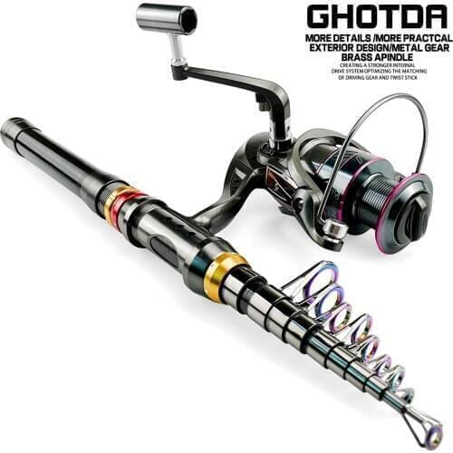 Fishing Rod and Reel Set Carbon Telescopic Fishing Rod Pole with 13BB Metal Spool Spinning Reel Sea Saltwater Freshwater Kits
