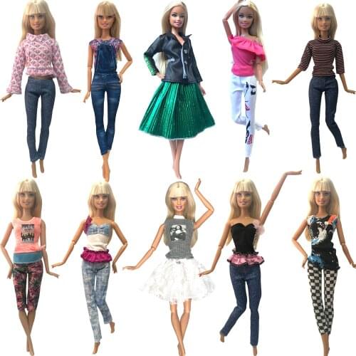 NK 1x Doll Hot Sale Clothes Fashion Mix Style Shirt Daily Wear Jeans for Barbie Doll Accessories Lovely Girl Kid Toy 284 JJ