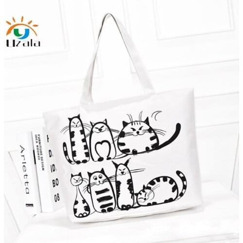 New large size canvas single shoulder bag Cartoon printing Shopping bags W3-153