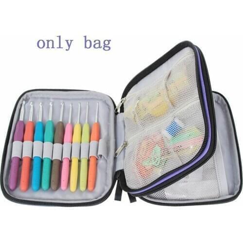 New Crochet Hook Case Organizer Zipper Bag With Web Pockets For Various Crochet Needles And Knitting Accessories Storage Tool