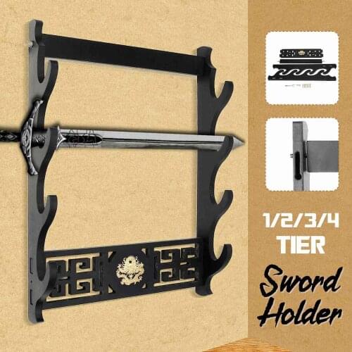 New Samurai Sword Holder Wall Mount Dragon Japanese Samurai Sword Katana Holder Stand Hanger Bracket Rack Display 1/2/3 /4 Layer