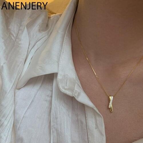 Evimi 925 Sterling Silver Straight Bar Cross Necklace for Women Niche Light Luxury Zircon Clavicle Chain Party Accessories