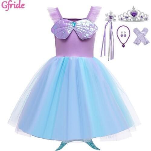 Baby Girls Mermaid Dress Cosplay childrens Mermaid Costume With Headband For Kids dressing up Party Halloween Outfit Clothing
