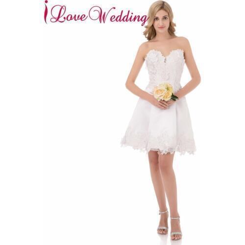 ILoveWedding A-Line Prom Dresses Formal Satin Lace Appliques Sweetheart Lace Up Knee Length Party Bridal Gowns Custom PR-1