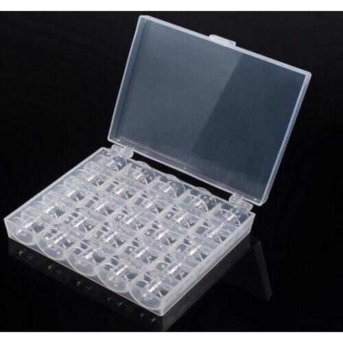 Empty Box With 25 Bobbins Sewing Machine Plastic Spools for Home Handwork Accessories Sewing Tools