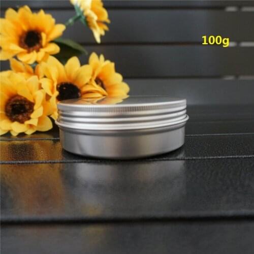 100g Empty Round Aluminum Box Metal Tin Cans Cosmetic 100ml Cream Container DIY 100g 82*29mm Refillable Jar Tea Pot