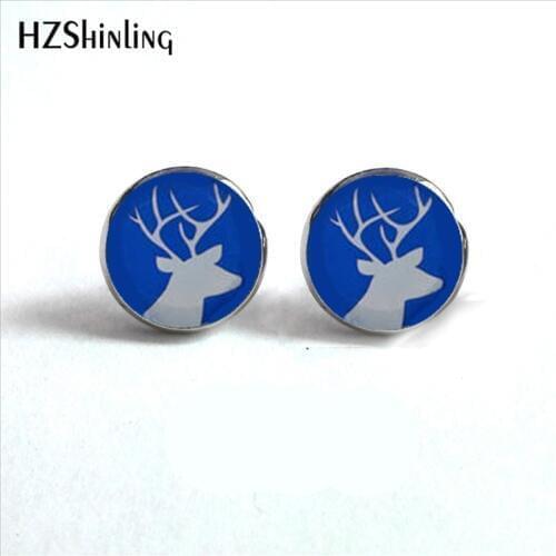 ED-0031 New Arrival Deer Earrings Handmade Round Glass Dome Christmas Reindeer Stud Earrings for Christmas Gift Wholesale HZ4