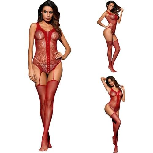 Sexy Costumes Exotic Lingerie Set Womens Sexy Perspective Embroidery Fun Hollow Three-point One-piece Underwear Camisolas