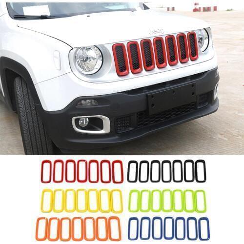 SHINEKA ABS Car Exterior Insert Trim Front Grille Cover Ring Decoration Stickers For Jeep Renegade 2016 2017 2018 Car Styling